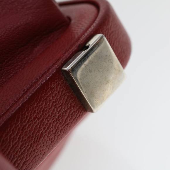 PRADA Clasp Hand Bag Leather Red Auth bs5891 - Picture 7 of 16